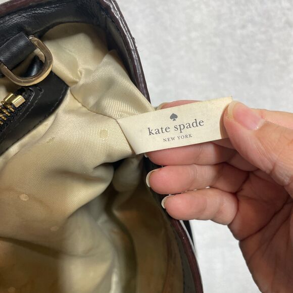 Kate Spade New York Black Leather Structured Satchel Handbag Missing Strap - Picture 9 of 16